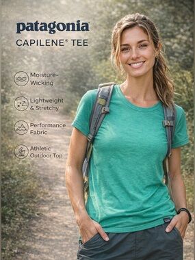 Patagonia Capilene T Shirt Womens Large Green Short Sleeve Athletic Outdoor Top